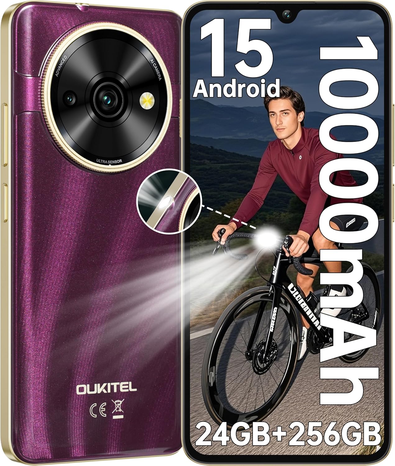 OUKITEL C51 Unlocked Cell Phone - 18GB+128GB/SD 1TB Android